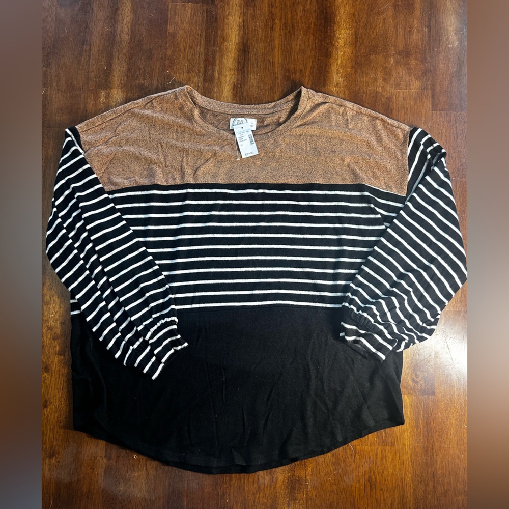 Striped Black and Brown Long Sleeve Top